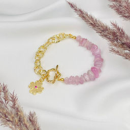 Браслет из Кунцита с цепочкой 16 см