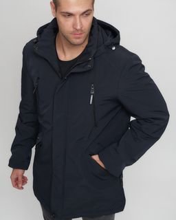 Парка спортивная мужская с капюшоном темно-синего цвета 3369TS - Wonderrman фото 8