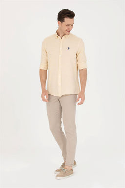 Мужская светло-желтая рубашка с длинным рукавом - U.s. polo assn фото 11