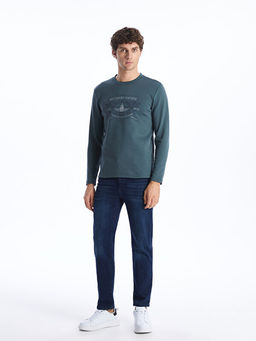 Bisiklet Yaka Uzun Kollu Bask?l? Erkek Sweatshirt - Waikiki фото 3