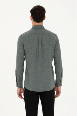 U. S. Polo Assn / Мужская темно-зеленая базовая рубашка с длинным рукавом - U.s. polo assn фото 5