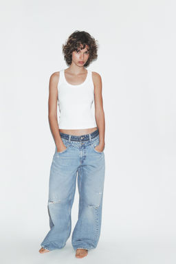 TRF STRAIGHT JEANS WITH DOUBLE WAISTBAND - Zara фото 10