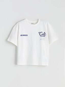 Bisiklet Yaka California Bask?l? K?z ?ocuk Ti??rt ve ?ort