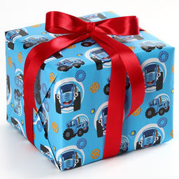 Цена за 10 шт. Упаковочная бумага, 70×100 см, Синий трактор