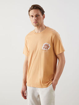 Bisiklet Yaka K?sa Kollu Bask?l? Penye Erkek Ti??rt