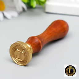 Печать для сургуча с деревянной ручкой «Корона с буквой L», 9×2.5×2.5 см