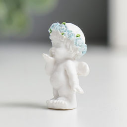 Цена за 2 шт. Фигурка полистоун Ангелочек малышок, голубой веночек, 3?1.5?2 см, МИКС
