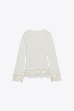 GUIPURE COMBINATION T-SHIRT - Zara фото 19