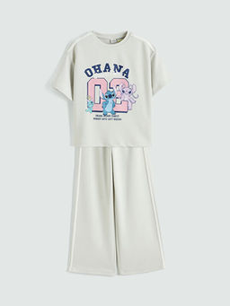 Stitch ve Angel Bask?l? K?z ?ocuk Ti??rt ve E?ofman Alt?