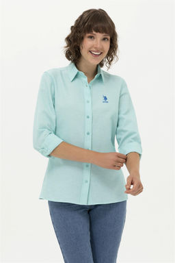 U. S. Polo Assn Женская мятная базовая рубашка с длинным рукавом - U.s. polo assn фото 8