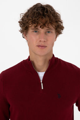 Erkek Slim Fit Yar_m Fermuarl_ Bordo Basic Kazak - U.s. polo assn фото 2