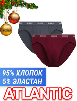 ATLANTIC 2RMP-094 Трусы спорт - набор 2 шт. графитовый + каберне