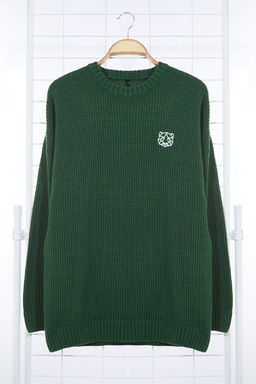 TRENDYOL MAN Indigo Oversize Bisiklet Yaka Dokulu Kazak TMNAW24KZ00032 - Trendyolmilla фото 29