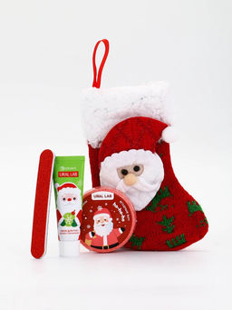 Подарочный набор в новогоднем носке Дед Мороз, крем для рук, бомбочка для ванны и пилка для ногтей, URAL LAB