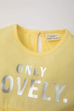 Платье с короткими рукавами и принтом для маленьких девочек - Defacto фото 2