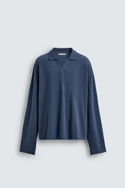 POLO PIQU? RELAXED FIT PARCHE N?MEROS / Azul - Zara фото 7
