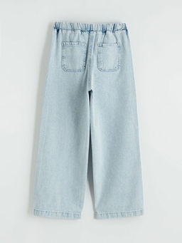 Wideleg Stitch Bask?l? K?z ?ocuk Jean Pantolon