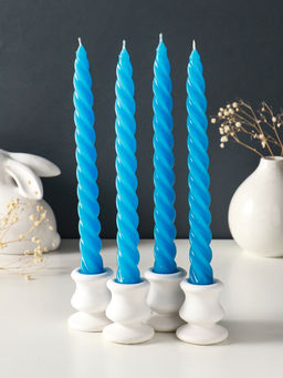 Набор свечей витых, 2.3×24.5 см, 5 ч, 50 г, 4 шт., синий