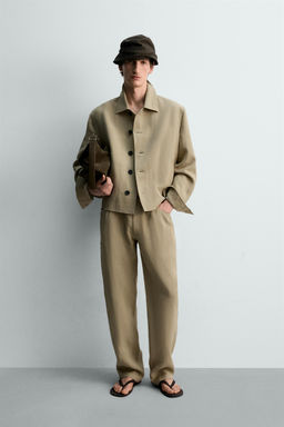 SOBRECAMISA CROPPED FIT 100% LINO LIMITED EDITION / Tostado