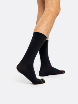 Цена за 5 пар!  Высокие мужские носки "термо" черного цвета с желтой и красной полоской