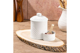 Банка д/соли 500 мл 15,5*10*14,5 см Ромбики с деревянной ложкой и крышкой - Elan gallery фото 9