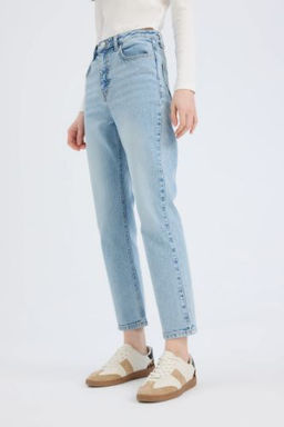 Mary Vintage Straight Fit Yuksek Bel Duz Paca Jean Kar Y?kamal? Pantolon