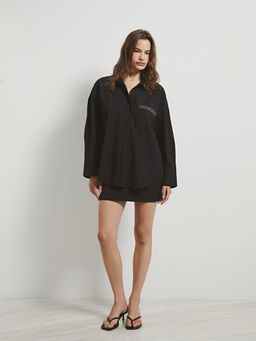 Parlak Ta?l? Poplin Kad?n G?mlek