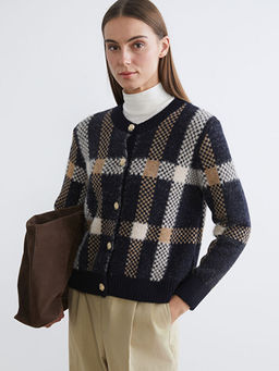 Bisiklet Yaka Ekose Kad?n Triko H?rka