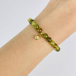 Браслет из зеленого Граната (Гроссуляр) с подвеской