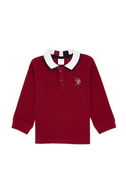 Erkek _ocuk Bordo Polo Yaka Basic Sweatshirt