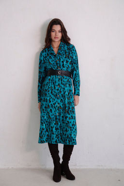 Martichelli Платье-рубашка с английским воротником тёмно-бирюзовое  фото 14