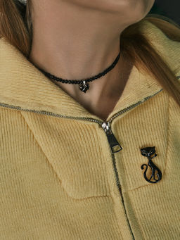 Чокер из бисера «Хрусталь», сердце, чёрный в серебре, 36 см + 5 см доп, цепочка