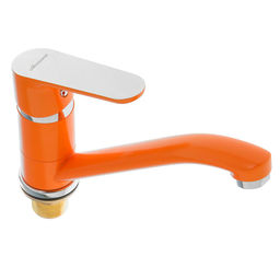 Смеситель для кухни Accoona A4266P, с гайкой, гусак короткий, силумин, оранжевый