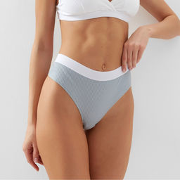 Трусы женские бразильяно MINAKU рубчик, набор 3 шт., размер 48-50, белые, серые, чёрные