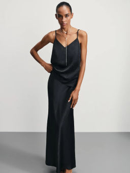 Юбка длины макси из жатого атласа / Zarina фото 2