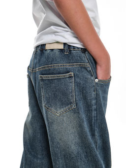 Джинсы свободного кроя на резинке 33-6900 синий - Mini maxi фото 12