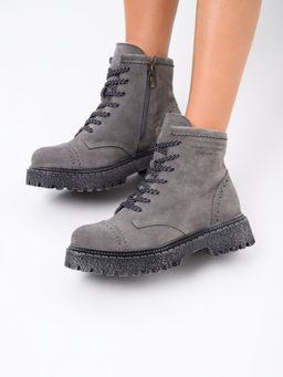 Ботинки 319.22511gr.Серый замок замша/Мех