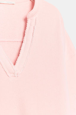 SUDADERA ESCOTE PICO ALGOD?N / Rosa pastel - Zara фото 7