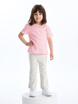 Bisiklet Yaka K?sa Kollu ?izgili K?z Bebek Ti??rt - Waikiki фото 2