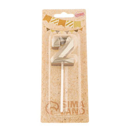 Цена за 3 шт. Свеча в торт на шпажке «Алмаз», цифра 2, шампань, 5×2.6 см