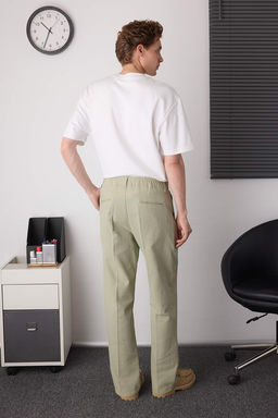 Ac?k Haki Keten Gorunumlu Erkek Pantolon TMNAW26PL00003