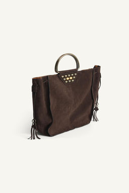 LIMITED EDITION SPLIT SUEDE STUDDED CITY BAG - Zara фото 6