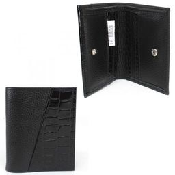 Портмоне женское Croco-ПР-915 натуральная кожа 1 отд, 9 карм, черный крок/черный флотер (200/40) 236514