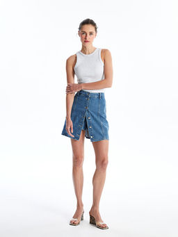 Standart Fit Kad?n Jean ?ort Etek