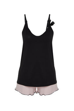 Trendyolmilla Mavi Cicekli Kurdele/Fiyonklu Ip Ask?l? Sortlu Orme Pijama Tak?m? THMSS24PT00320  фото 12