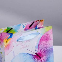 Пакет ламинированный квадратный Нежность бабочки, 22 22 11 см - Дарите счастье фото 3