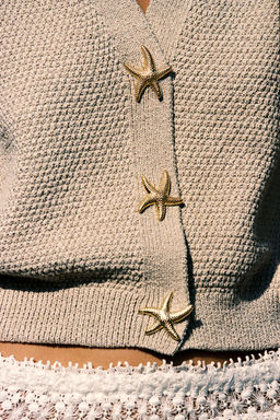 STAR BUTTON TEXTURED KNIT CARDIGAN - Zara фото 2