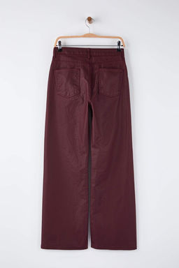Bordo Kaplamal? Yuksek Bel Wide Leg Jeans TWOAW26JE00166 - Trendyolmilla фото 7
