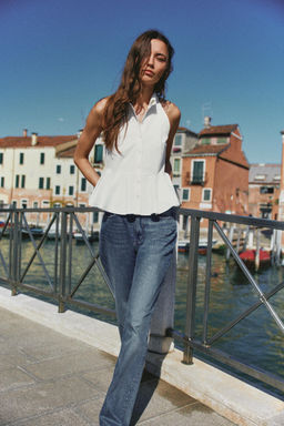 CAMISA HALTER PEPLUM / Blanco