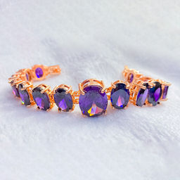 Браслет Джуана фианит темный аметист покрытие под золото